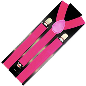 Mens Suspenders Braces Adjustable Strong Clip On Elastic Formal Wedding Slim Pink