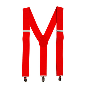 Mens Suspenders Braces Adjustable Strong Clip On Elastic Formal Wedding Slim Red