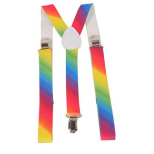 Mens Suspenders Braces Adjustable Strong Clip On Elastic Formal Wedding Slim Rainbow