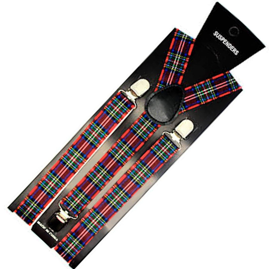 Br Costumes Mens Suspenders Braces Strong Clip On Elastic Formal Wedding Slim Tartan 2