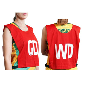 7Pcs Set Of Summit Netball Bibs Senior Team Pack Bulk Ball Red Colour