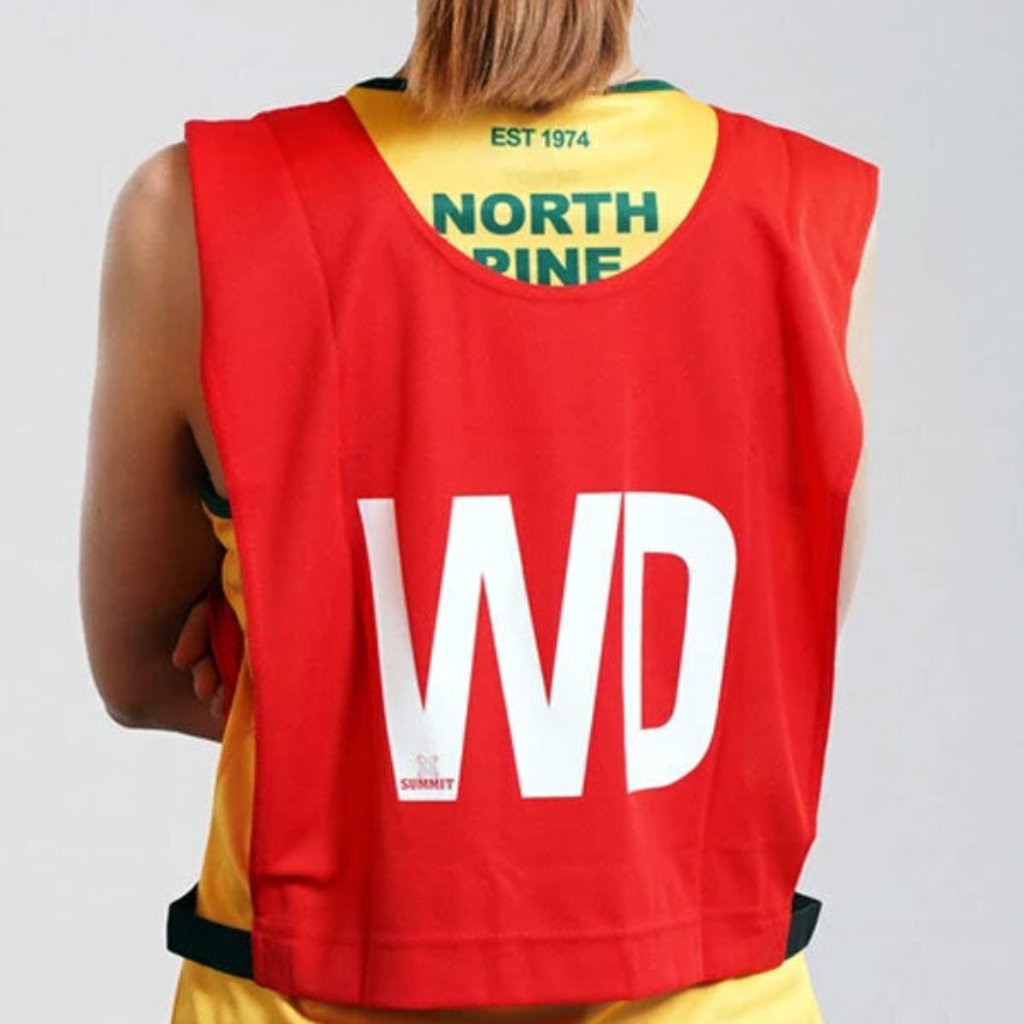 7Pcs Set Of Summit Netball Bibs Senior Team Pack Bulk Ball Red Colour