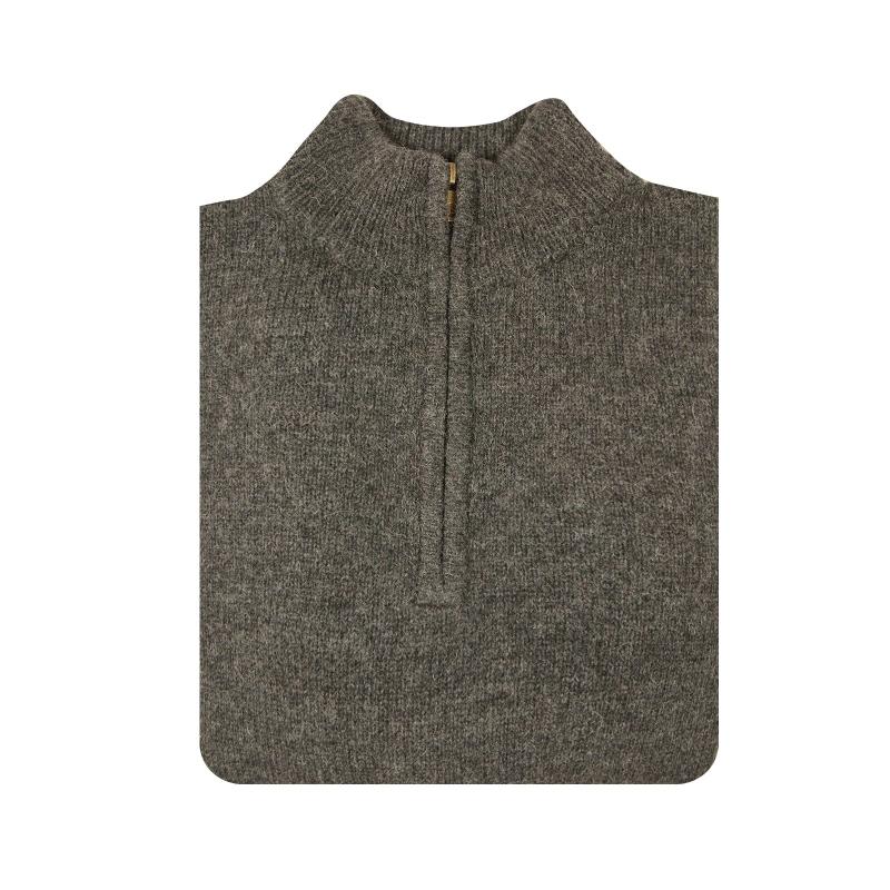 100% Shetland Wool Half Zip Up Knit Jumper Pullover Mens Sweater Knitted Charcoal (29)