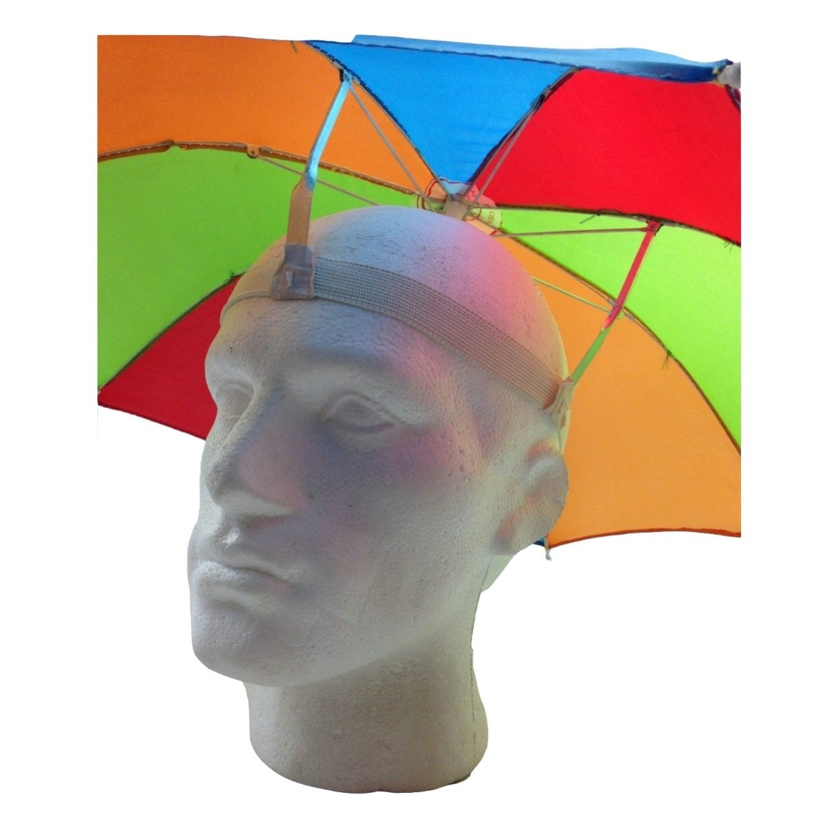 2Pcs Set Rainbow Umbrella Hat + 70S Fake Moustache Costume Props Novelty Fancy