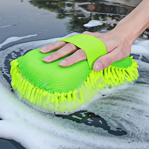 Microfibre Car Wash Mitt Chenille Sponge Ultra Absorbent Drying Towel For