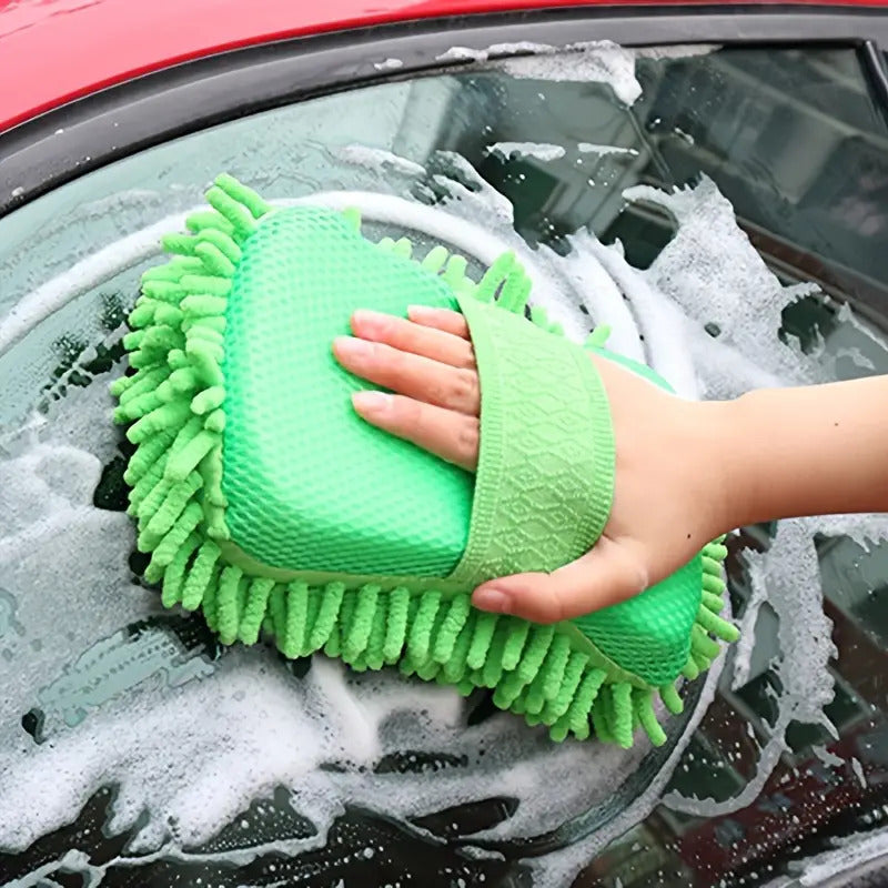 Microfibre Car Wash Mitt Chenille Sponge Ultra Absorbent Drying Towel For