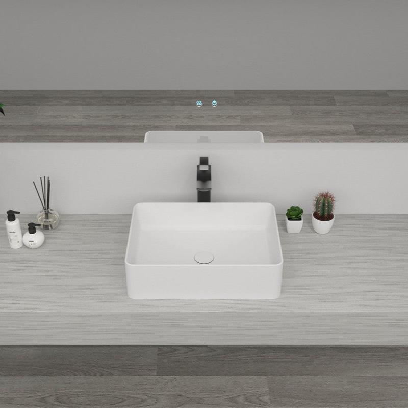 Rectangle Cast Stone Solid Surface Basin 600Mm