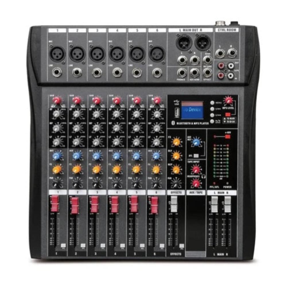 Hridz 6 Channels Bluetooth Mixer Dj Live Studio Audio Usb Console Amplifier Aux