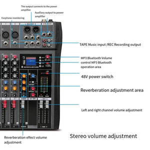 Hridz Ct 80S Professional Audio Mixer Channels Bluetooth Usb With Effects 48V Phantom Power And Built In Sound Card Mixi