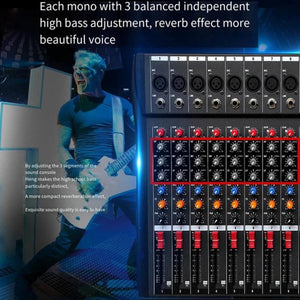 Hridz Ct 80S Professional Audio Mixer Channels Bluetooth Usb With Effects 48V Phantom Power And Built In Sound Card Mixi