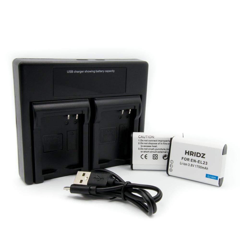 Hridz En El23 Battery & Charger Set For Nikon Coolpix B700 S810c P600 P610s