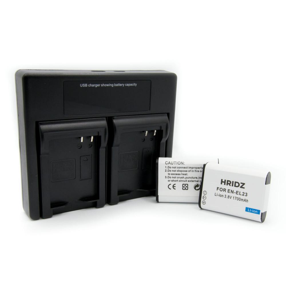 Hridz En El23 Battery & Charger Set For Nikon Coolpix B700 S810c P600 P610s