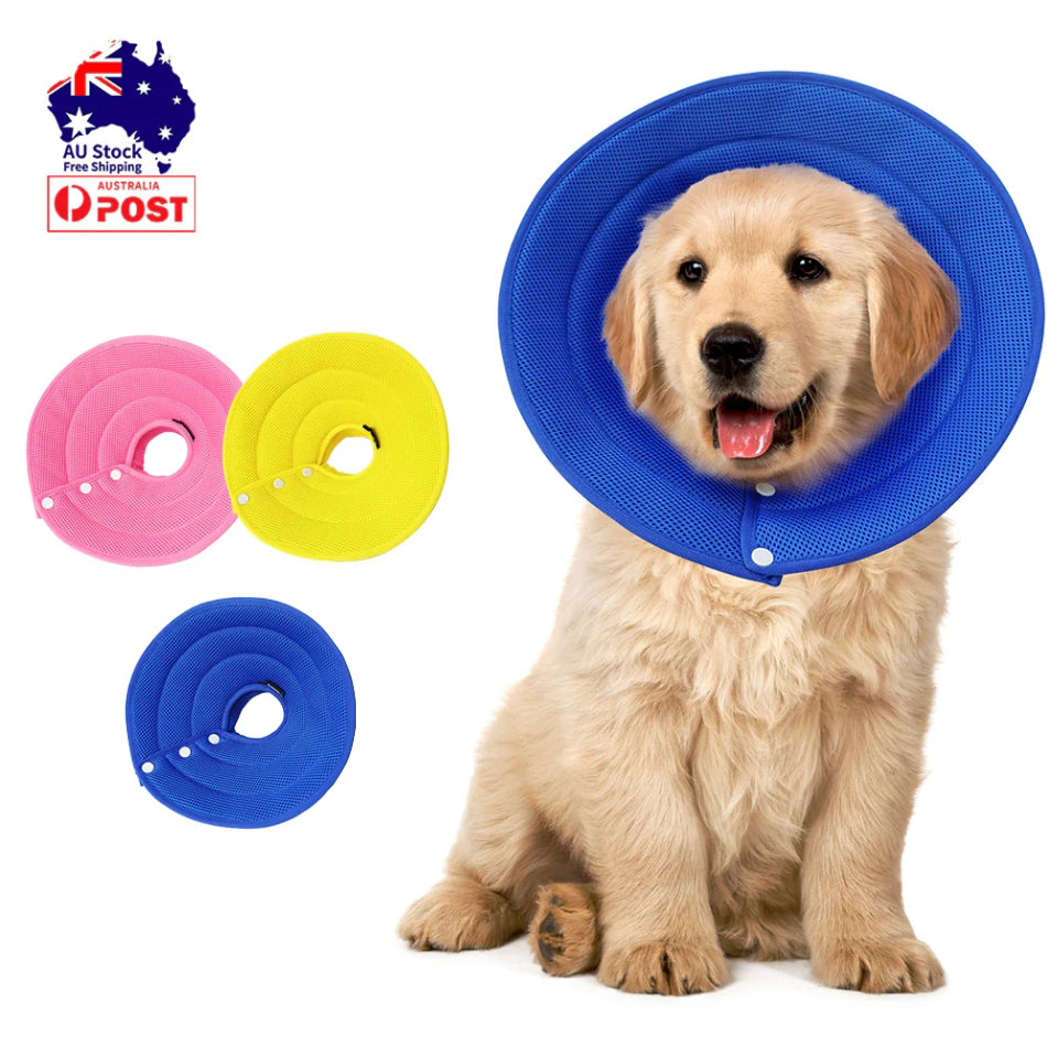 Ondoing Pet Dog Cat Elizabethan Collar Cone Mesh Recovery Multicolor