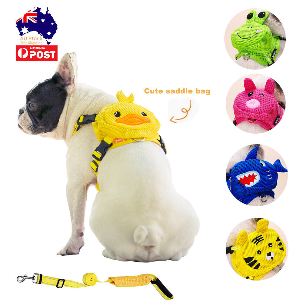 Ondoing Pet Saddle Bag Dog Harness Backpack Hiking Traveling Outdoor Bags Cute Costume (Yellow Duck With Leash Set)M