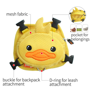 Ondoing Pet Saddle Bag Dog Harness Backpack Hiking Traveling Outdoor Bags Cute Costume (Yellow Duck With Leash Set)M