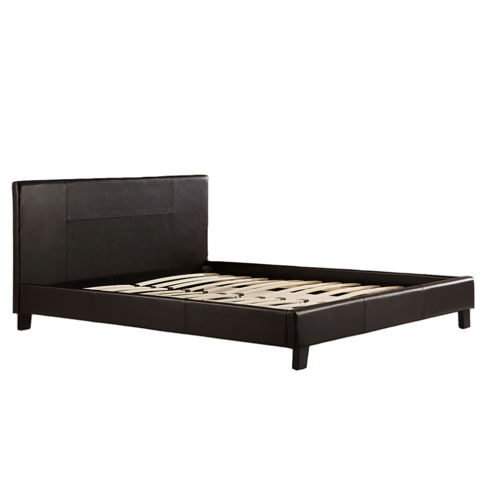 Queen Pu Leather Bed Frame Brown