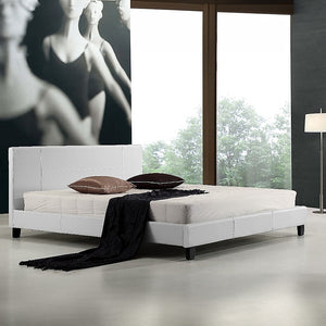 King Pu Leather Bed Frame White