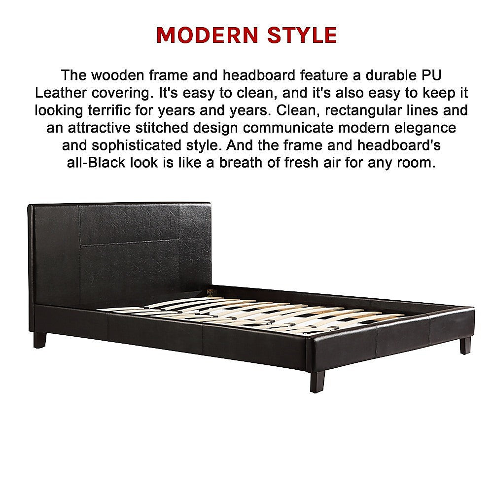 Queen Pu Leather Bed Frame Black