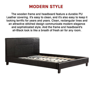 Queen Pu Leather Bed Frame Black