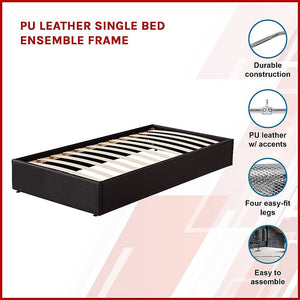 Pu Leather Single Bed Ensemble Frame