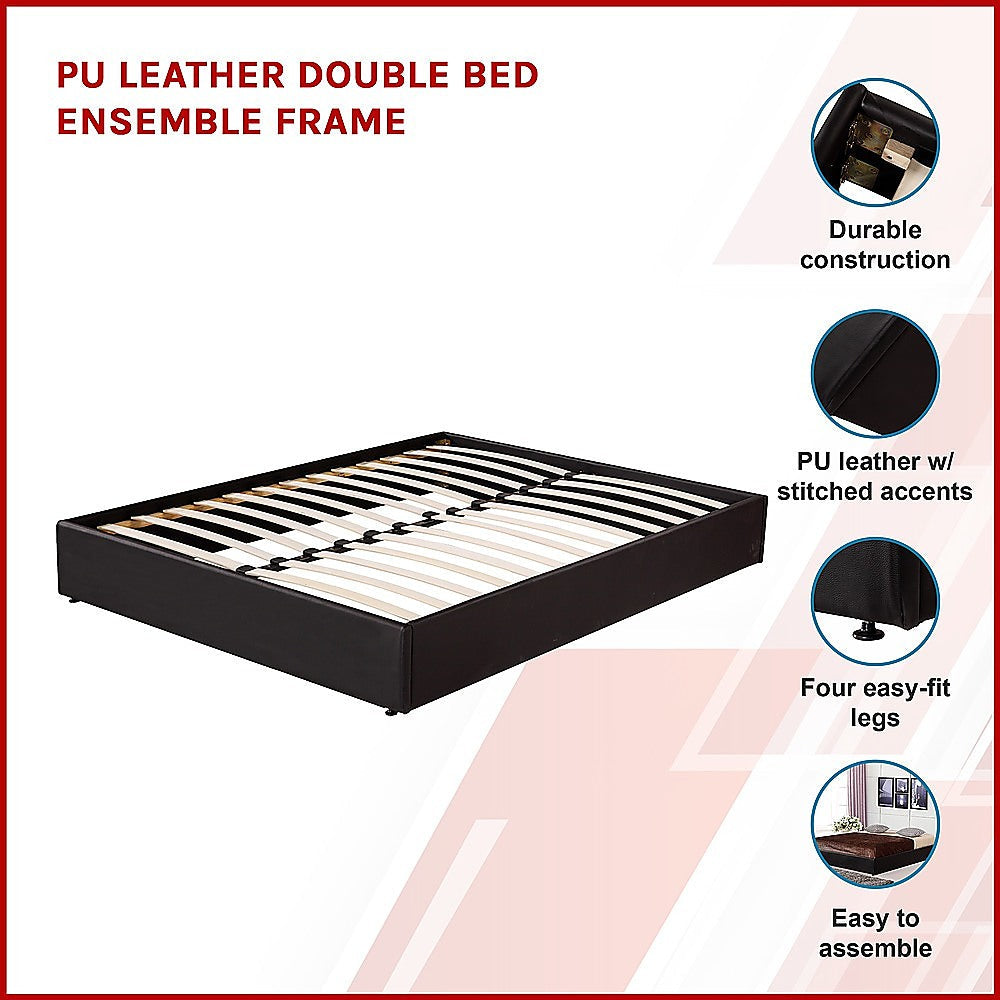 Pu Leather Double Bed Ensemble Frame