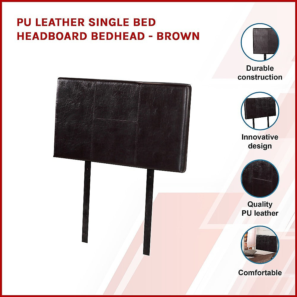 Pu Leather Single Bed Headboard Bedhead Brown