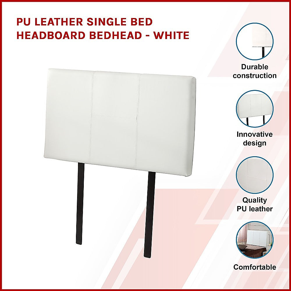 Pu Leather Single Bed Headboard Bedhead White