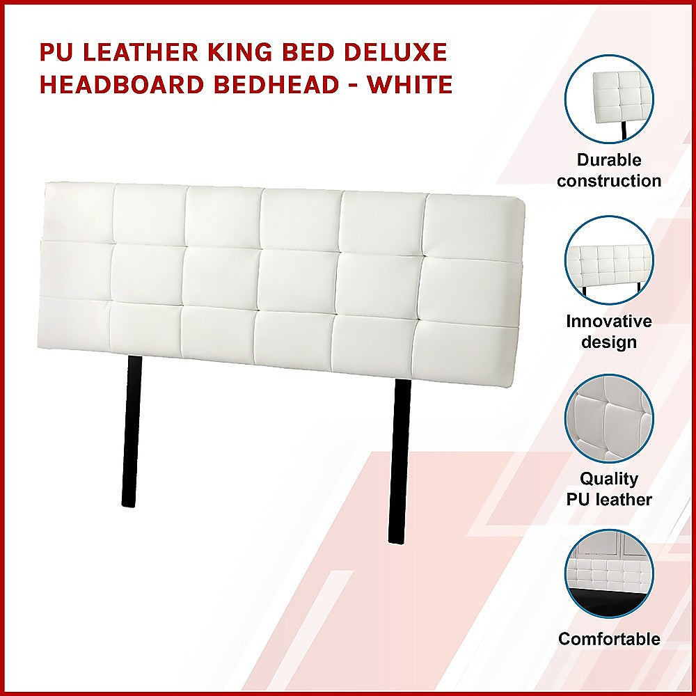 Pu Leather King Bed Deluxe Headboard Bedhead White