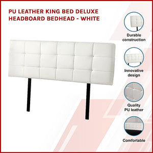 Pu Leather King Bed Deluxe Headboard Bedhead White