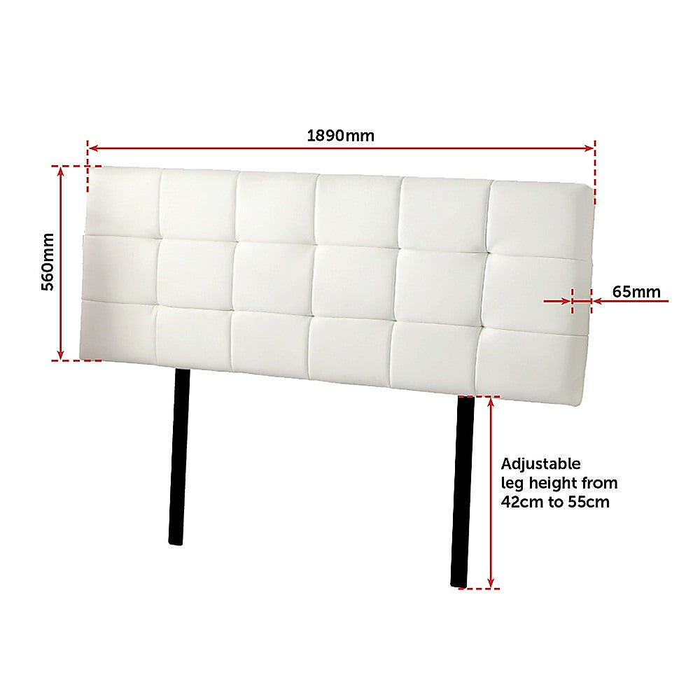 Pu Leather King Bed Deluxe Headboard Bedhead White