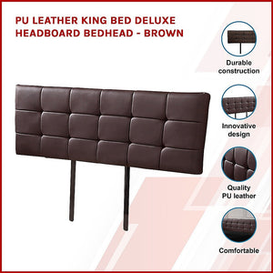 Pu Leather King Bed Deluxe Headboard Bedhead Brown