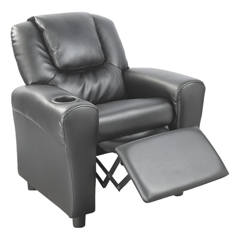 Pu Leather Kids Recliner With Drink Holder