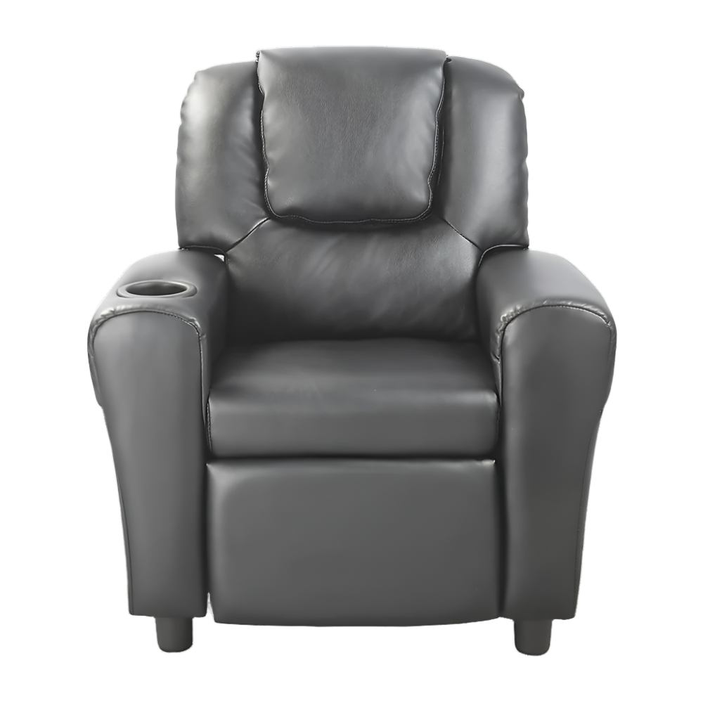 Pu Leather Kids Recliner With Drink Holder