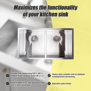 820X457mm Handmade Stainless Steel Undermount / Topmount Kitchen Laundry Sink With Waste