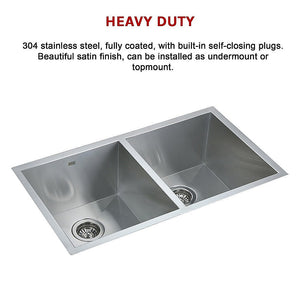 820X457mm Handmade Stainless Steel Undermount / Topmount Kitchen Laundry Sink With Waste