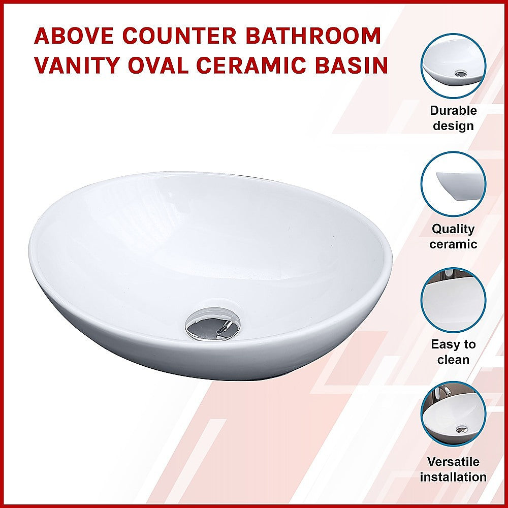 Above Counter Bathroom Vanity Oval Ceramic Basin