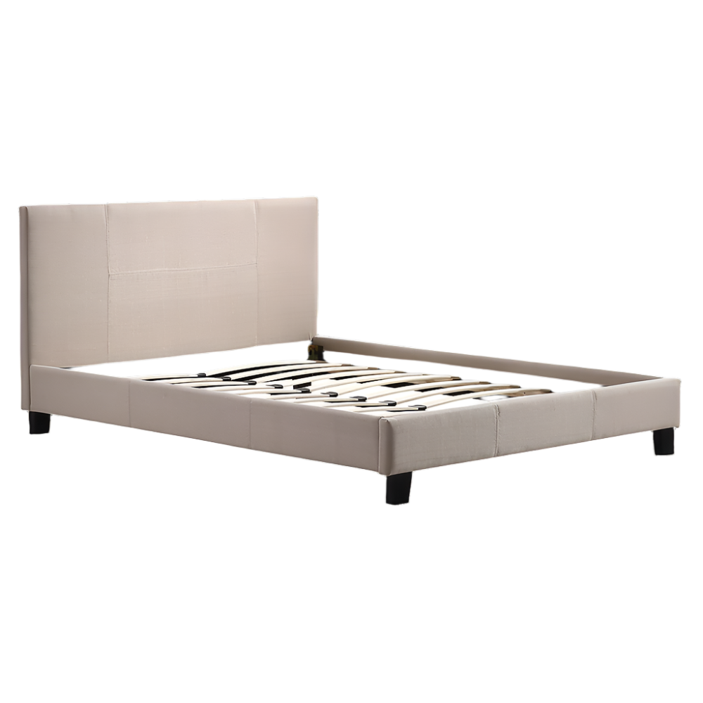 Queen Linen Fabric Bed Frame Beige