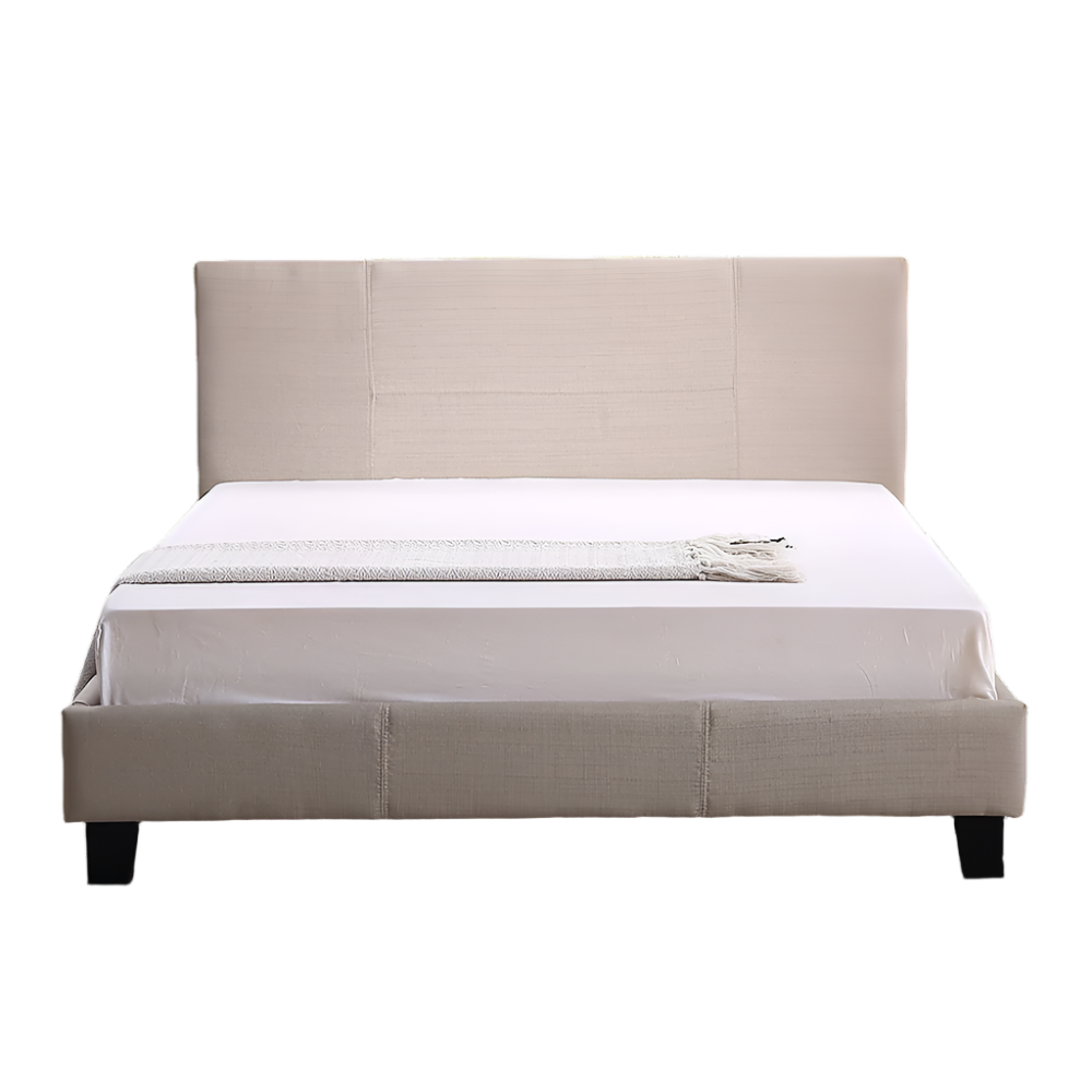 Queen Linen Fabric Bed Frame Beige