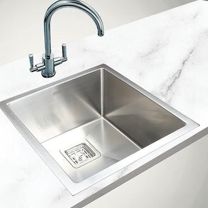 430X455mm Handmade 1.5Mm Stainless Steel Undermount / Topmount Kitchen Sink With Square Waste