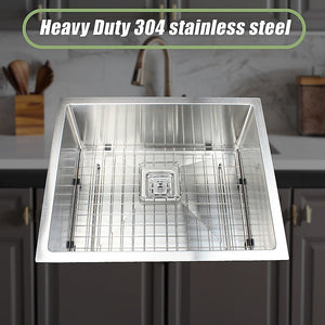 430X455mm Handmade 1.5Mm Stainless Steel Undermount / Topmount Kitchen Sink With Square Waste