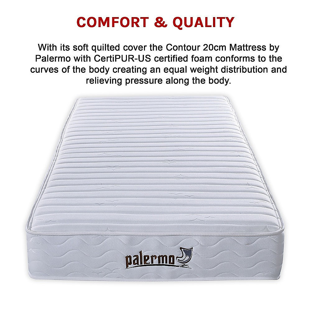 Palermo Contour 20Cm Encased Coil Single Mattress Certipur Us Certified Foam