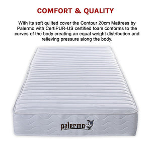 Palermo Contour 20Cm Encased Coil Single Mattress Certipur Us Certified Foam