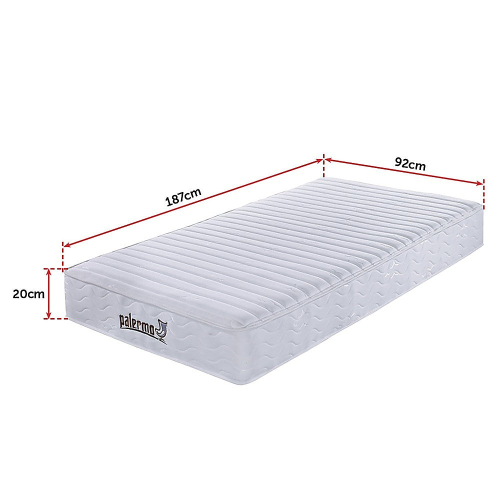 Palermo Contour 20Cm Encased Coil Single Mattress Certipur Us Certified Foam