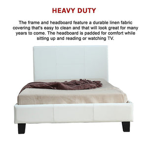 King Single Pu Leather Bed Frame White