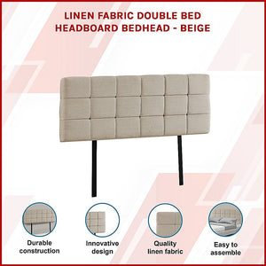 Linen Fabric Double Bed Deluxe Headboard Bedhead Beige