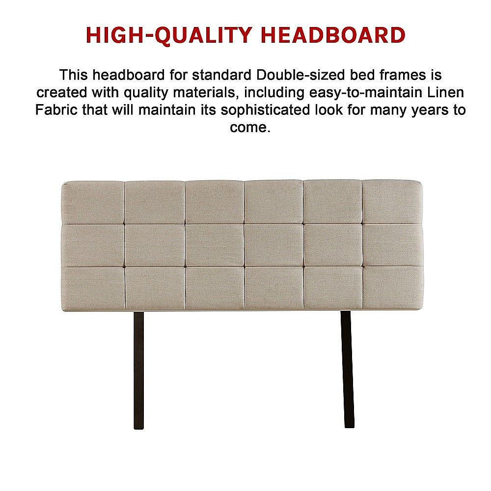 Linen Fabric Double Bed Deluxe Headboard Bedhead Beige