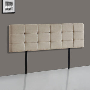 Linen Fabric King Bed Deluxe Headboard Bedhead Beige