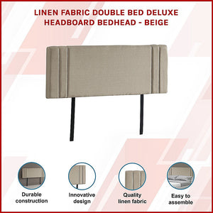 Linen Fabric Double Bed Deluxe Headboard Bedhead Beige