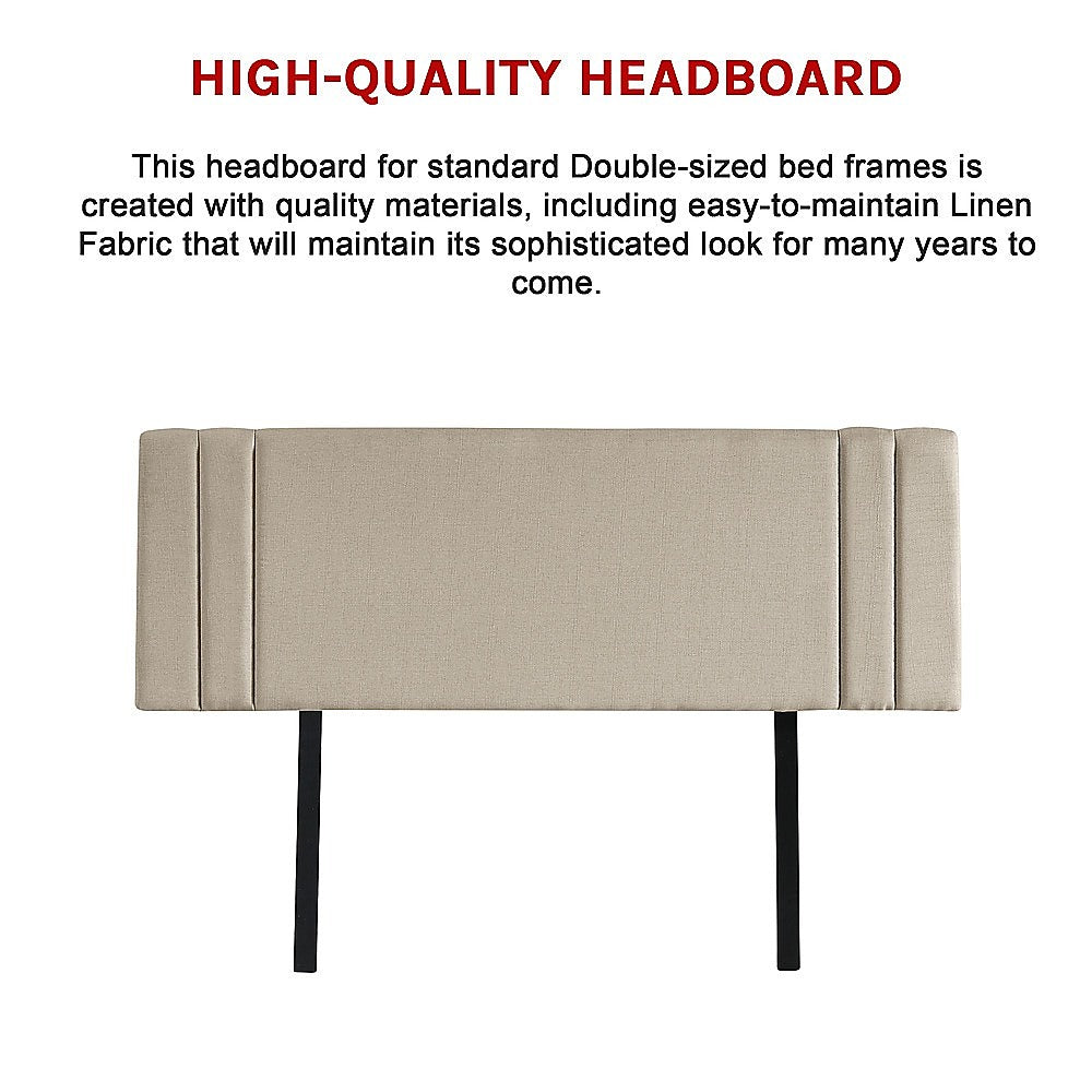 Linen Fabric Double Bed Deluxe Headboard Bedhead Beige