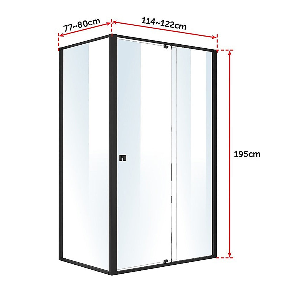 Semi Frameless Shower Screen (114~122)X 195Cm & (77~80)X Side As/Nzs Glass